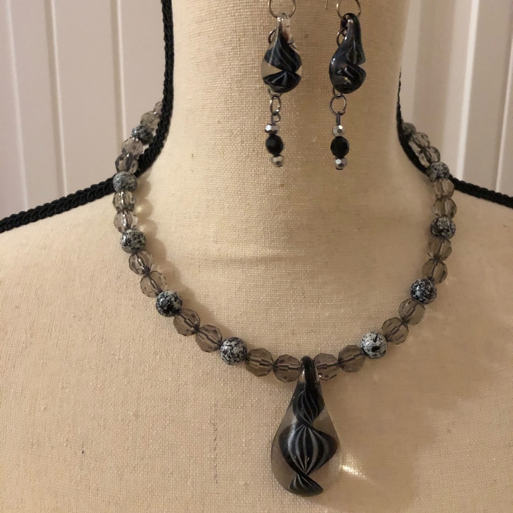 Glasshouse custom made necklace and earring set